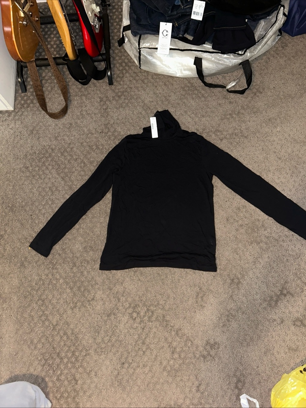 Banana Republic Black Long-Sleeve Turtleneck Top